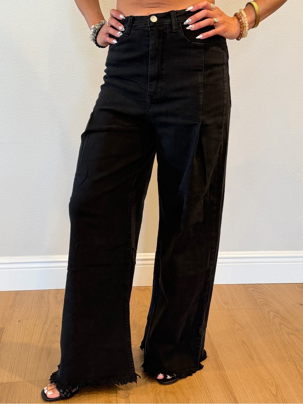 Wide leg black jeans